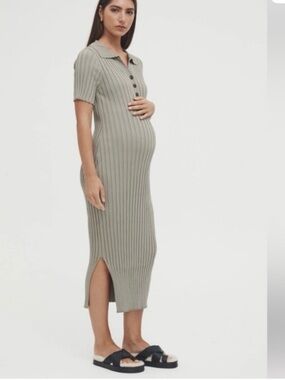 NWT Legoe Heritage Luxe Polo Dress Sage Ribbed